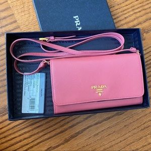 Prada crossbody saffiano leather wallet on chain